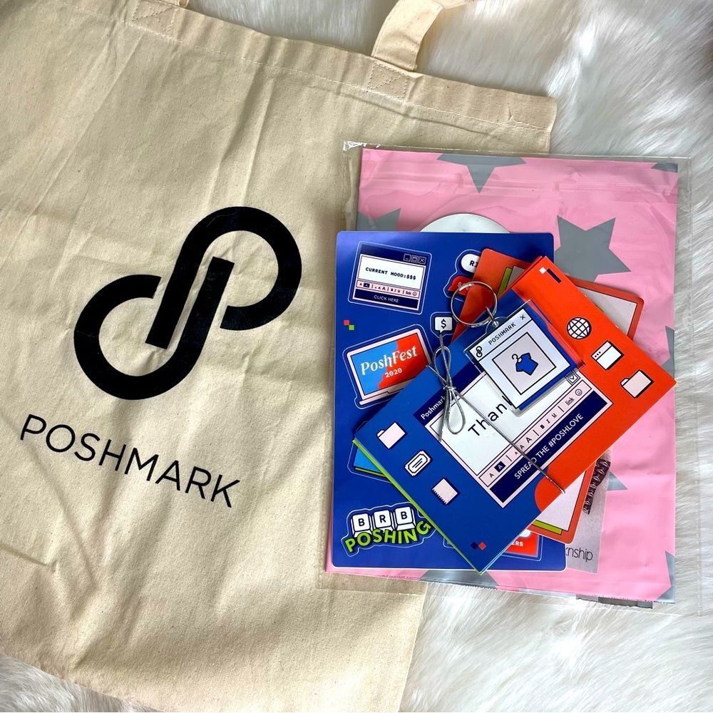 Poshmark Poshfest Tote Bag Keychain Stickers Thank You Cards Pins